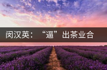 閔漢英：“逼”出茶業(yè)合作社，帶領(lǐng)村民走上致富路