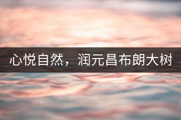 心悅自然，潤(rùn)元昌布朗大樹標(biāo)桿601千山悅即將上市