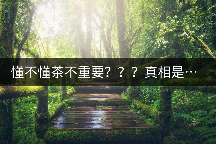 懂不懂茶不重要？？？真相是……