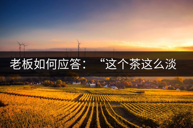老板如何應(yīng)答：“這個(gè)茶這么淡，為什么值這個(gè)錢？”