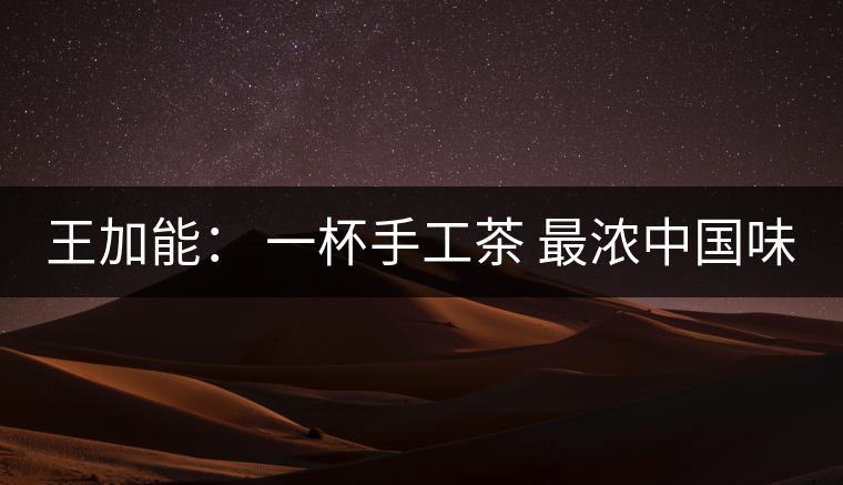 王加能： 一杯手工茶 最濃中國味