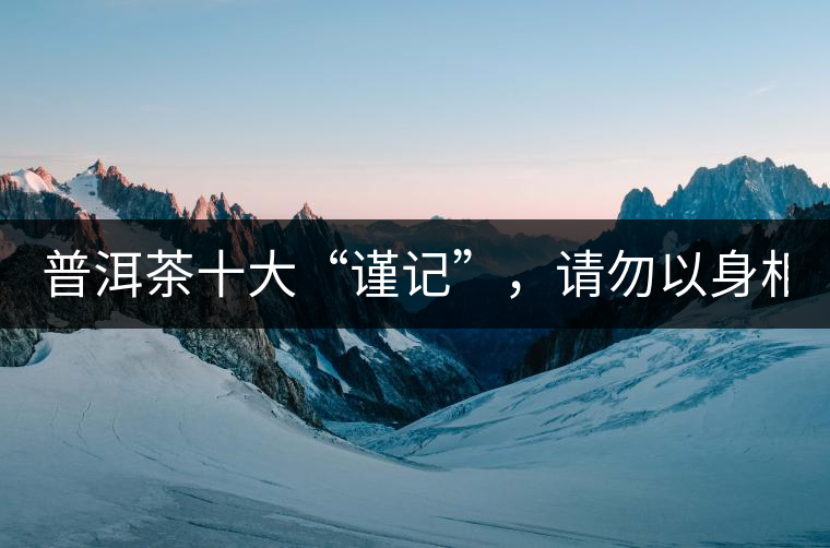 普洱茶十大“謹(jǐn)記”，請勿以身相試！