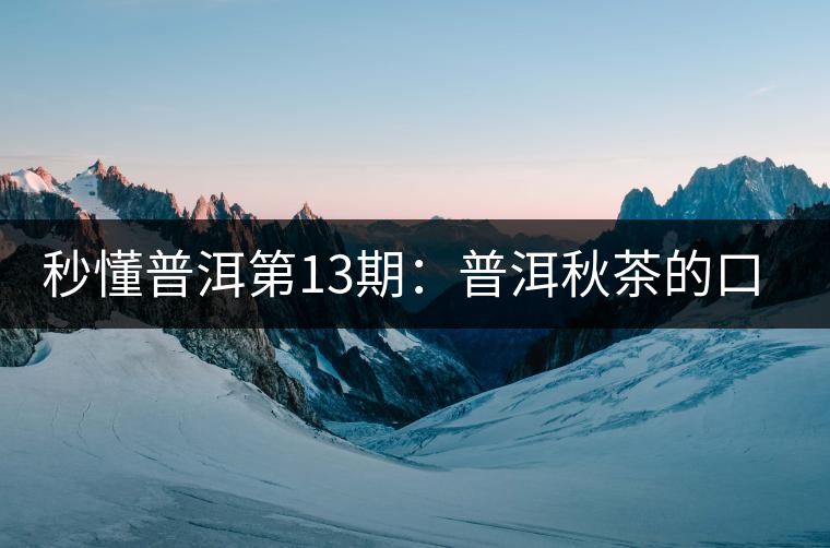 秒懂普洱第13期：普洱秋茶的口感特點(diǎn)？