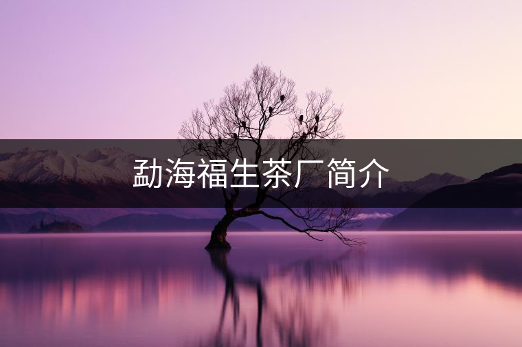 勐海福生茶廠(chǎng)簡(jiǎn)介 勐海福生茶廠(chǎng)簡(jiǎn)介